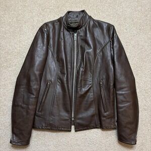 Vtg Lesco Leathers Cafe Racer Leather Jacket Mens 40 Brown Motorcycle Serval 60s